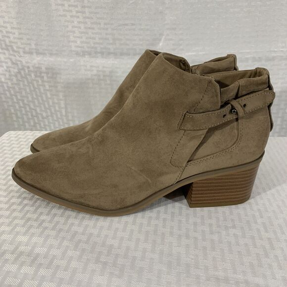 A New Day Nikki Ankle Boots Womens 12 Brown Suede Taupe Booties - Picture 1 of 9